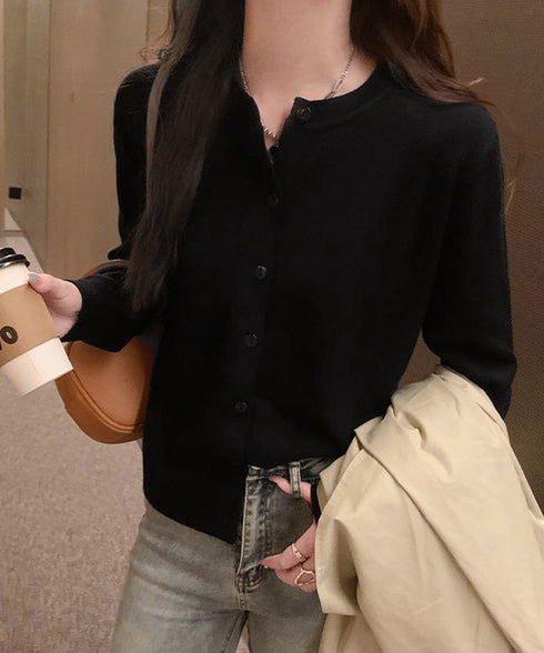 クルーネックニットカーディガン シンプル レディース ニット羽織り 長袖ニットトップス 着回し おしゃれ 前開きニットウェア無地 冷房対策 通学通勤ニットアウター 92SYL-001