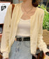 クルーネックニットカーディガン シンプル レディース ニット羽織り 長袖ニットトップス 着回し おしゃれ 前開きニットウェア無地 冷房対策 通学通勤ニットアウター 92SYL-001