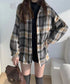 ビエラ起毛チェックシャツ 厚手ネルシャツ レディース ゆったりシャツジャケット 長袖チュニックシャツ ドロップショルダー春秋ライトアウター レトロ シャツアウター 92TINGWAN-001
