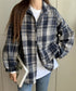 ビエラ起毛チェックシャツ 厚手ネルシャツ レディース ゆったりシャツジャケット 長袖チュニックシャツ ドロップショルダー春秋ライトアウター レトロ シャツアウター 92TINGWAN-001