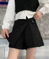 プリーツキュロットパンツ ウール風 秋冬 レディース 可愛いショート丈パンツ Aラインスカパン カジュアル ミニ丈パンツ着やせ ハイウエスト美脚脚長短パン韓国風 92XAYTFS-005
