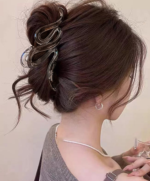 バンスクリップ大人 ヘアクリップおしゃれ 韓国風ヘアアクセサリーしっかり留まる ウェーブヘアクリップこなれ感 ヘアアレンジ簡単まとめ髪 ハーフアップクリップ大きめ 92YIPAI-001