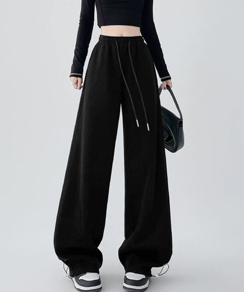 スウェットパンツ レディースワイドパンツ ハイウエストイージーパンツ 着やせボトムス ゆったり運動着韓国風リラックスパンツ 楽ちんロングパンツ 春夏秋冬体型カバー 92YIYU-001