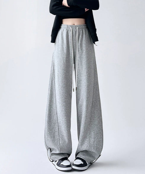 スウェットパンツ レディースワイドパンツ ハイウエストイージーパンツ 着やせボトムス ゆったり運動着韓国風リラックスパンツ 楽ちんロングパンツ 春夏秋冬体型カバー 92YIYU-001