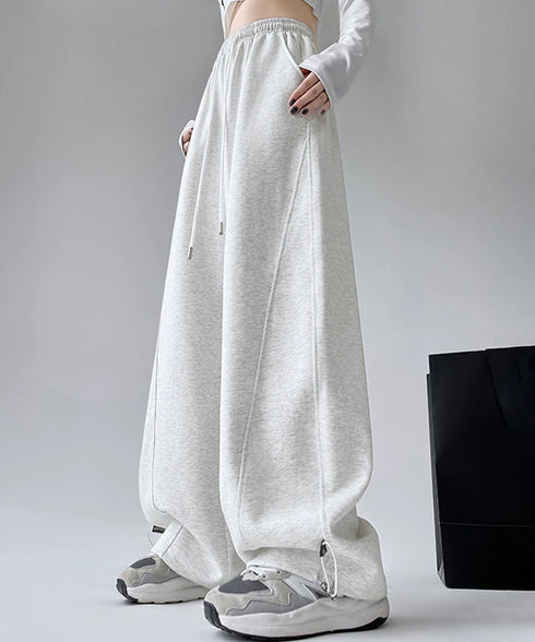スウェットパンツ レディースワイドパンツ ハイウエストイージーパンツ 着やせボトムス ゆったり運動着韓国風リラックスパンツ 楽ちんロングパンツ 春夏秋冬体型カバー 92YIYU-001