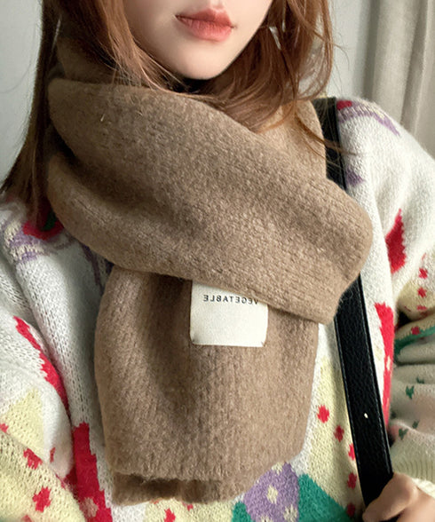 ニットマフラーカシミア風ネックウォーマー チクチクしない厚手マフラーレディース 暖かいストール韓国風 おしゃれショールマフラー無地シンプル 防風防寒グッズオフィス 92YZL-002