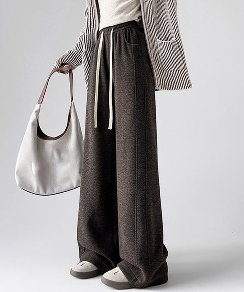 ヘリンボーン柄ワイドパンツレディース美脚 ハイウエストストレートパンツ 裏起毛ノーマル2タイプ ウエストゴムリラックスパンツ ポケット付き楽ちんイージーパンツ秋冬 92ZBB-001