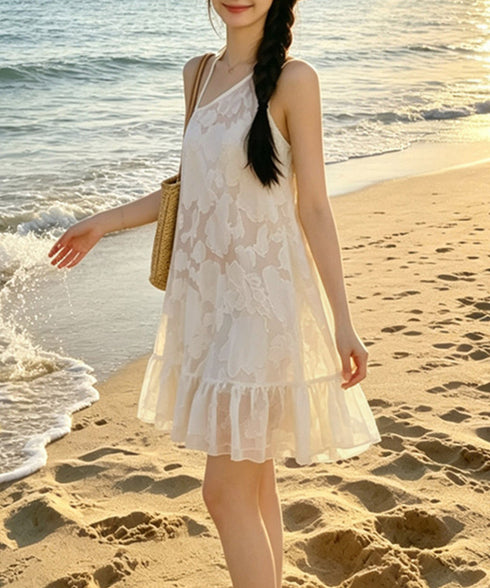 ビキニ3点セット花柄シアーワンピース付き レディース体型カバーセパレート水着 フリルヘムワンピ リゾートビキニ韓国風フェミニン水着大人可愛い セクシースイムウェア 92CANLEI-001
