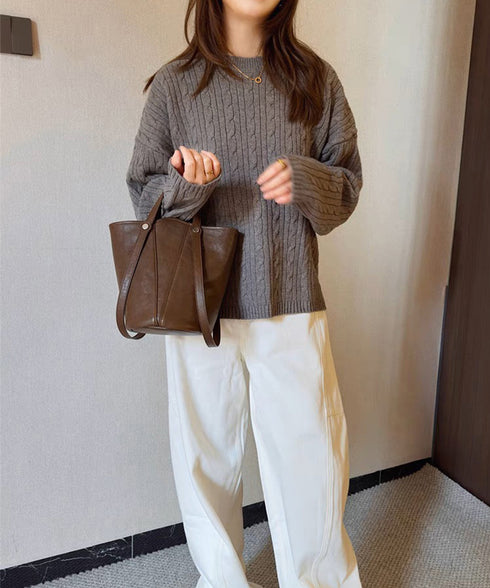 レトロバケットバッグ巾着ポーチ2点セット ショルダーバッグ 3wayミニトートレディース 通学通勤 きれいめフェイクレザーバッグ 大人上品肩掛けバッグ 斜め掛け鞄 92DRSP-001