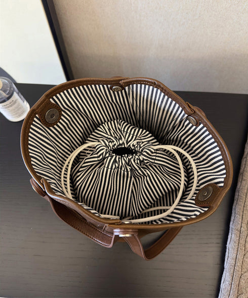 レトロバケットバッグ巾着ポーチ2点セット ショルダーバッグ 3wayミニトートレディース 通学通勤 きれいめフェイクレザーバッグ 大人上品肩掛けバッグ 斜め掛け鞄 92DRSP-001