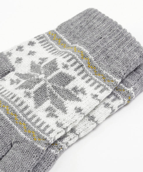 ノルディック柄手袋 スマホ対応暖かい手袋 レディース 北欧風ジャガード手袋 冷え対策リブ編み手ぶくろ 通勤通学大人可愛い毛糸手袋 アウトドア 5本指ニットグローブ 92DXZZ-001