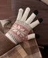 ノルディック柄手袋 スマホ対応暖かい手袋 レディース 北欧風ジャガード手袋 冷え対策リブ編み手ぶくろ 通勤通学大人可愛い毛糸手袋 アウトドア 5本指ニットグローブ 92DXZZ-001