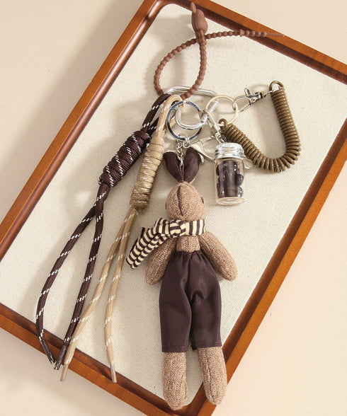 バッグチャーム人気キーホルダー 5タイプ ハンドメイド風 SNS映えグッズ 可愛いマルチチャーム おしゃれ バッグ飾りアクセサリー 個性的 レトロ風チャームギフト 92DZKJ-004