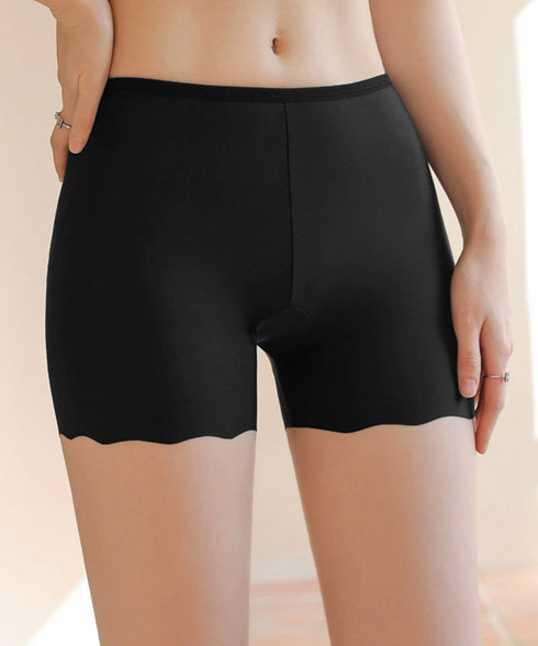 ペチパンツシームレスペチコート3色セット レディース 波型ヘムインナーパンツ チラ見え防止ショーパン ウエストゴム見せパン 冷感タッチ薄手肌着 ボックスショーツ 92FSKJ-001
