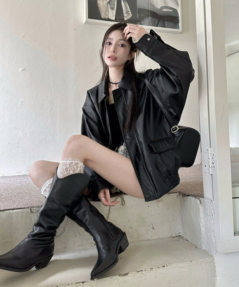 ライダースジャケット レディースブルゾン 大人かっこいい PUレザージャケット 防風防寒 ゆったり革ジャン レトロ 合皮ジャケット フェイクレザーアウター 韓国風 92FUYA-001