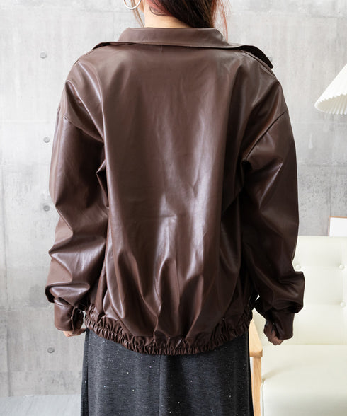 ライダースジャケット レディースブルゾン 大人かっこいい PUレザージャケット 防風防寒 ゆったり革ジャン レトロ 合皮ジャケット フェイクレザーアウター 韓国風 92FUYA-001