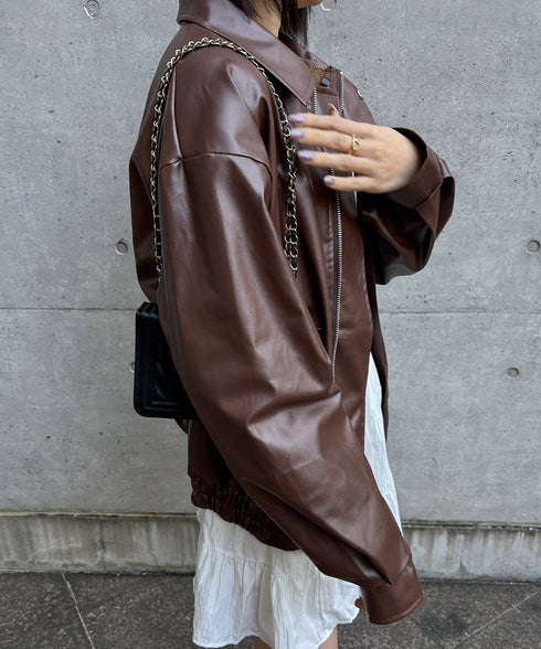 ライダースジャケット レディースブルゾン 大人かっこいい PUレザージャケット 防風防寒 ゆったり革ジャン レトロ 合皮ジャケット フェイクレザーアウター 韓国風 92FUYA-001
