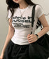 タイトロゴTシャツグラフィック半袖韓国風 大人カジュアル英字プリントトップス クルーネックタイトtシャツ ストリート系女子甘辛ミックス春夏服 コンパクトカットソー 92HANPINFS-006