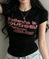 タイトロゴTシャツグラフィック半袖韓国風 大人カジュアル英字プリントトップス クルーネックタイトtシャツ ストリート系女子甘辛ミックス春夏服 コンパクトカットソー 92HANPINFS-006