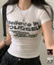 タイトロゴTシャツグラフィック半袖韓国風 大人カジュアル英字プリントトップス クルーネックタイトtシャツ ストリート系女子甘辛ミックス春夏服 コンパクトカットソー 92HANPINFS-006