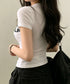 タイトロゴTシャツグラフィック半袖韓国風 大人カジュアル英字プリントトップス クルーネックタイトtシャツ ストリート系女子甘辛ミックス春夏服 コンパクトカットソー 92HANPINFS-006