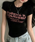 タイトロゴTシャツグラフィック半袖韓国風 大人カジュアル英字プリントトップス クルーネックタイトtシャツ ストリート系女子甘辛ミックス春夏服 コンパクトカットソー 92HANPINFS-006