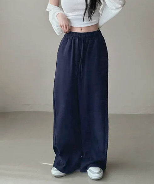 バッグプリントワイドスエットパンツ韓国風 レディースワイドパンツ 裏起毛パンツ イージーパンツ 着やせボトムス ゆったり運動着 リラックスパンツ楽ちんロングパンツ 92HJHYDZ-001