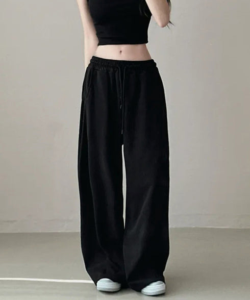 バッグプリントワイドスエットパンツ韓国風 レディースワイドパンツ 裏起毛パンツ イージーパンツ 着やせボトムス ゆったり運動着 リラックスパンツ楽ちんロングパンツ 92HJHYDZ-001