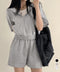 スウェットセットアップレディース半袖夏服 ジップアップパーカー クロップド丈トップス夏 ハイウエストショートパンツ 上下セット ウエストゴム美脚ショーパン 韓国風 92HJHYDZ-003