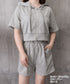 スウェットセットアップレディース半袖夏服 ジップアップパーカー クロップド丈トップス夏 ハイウエストショートパンツ 上下セット ウエストゴム美脚ショーパン 韓国風 92HJHYDZ-003