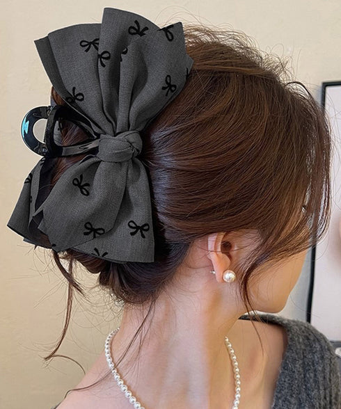 リボンヘアクリップ ビッグリボンバレッタ レディース 大きめ 大人上品クリップ オフィスカジュアル 髪飾り 韓国風 ヘアアクセサリー 結婚式 女子会 簡単まとめ髪 92JC-001