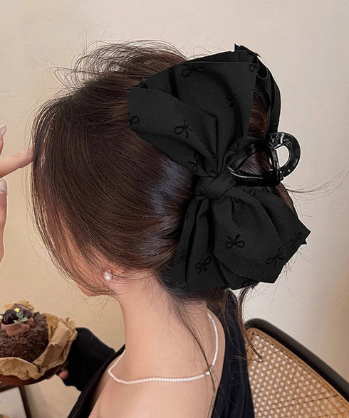 リボンヘアクリップ ビッグリボンバレッタ レディース 大きめ 大人上品クリップ オフィスカジュアル 髪飾り 韓国風 ヘアアクセサリー 結婚式 女子会 簡単まとめ髪 92JC-001