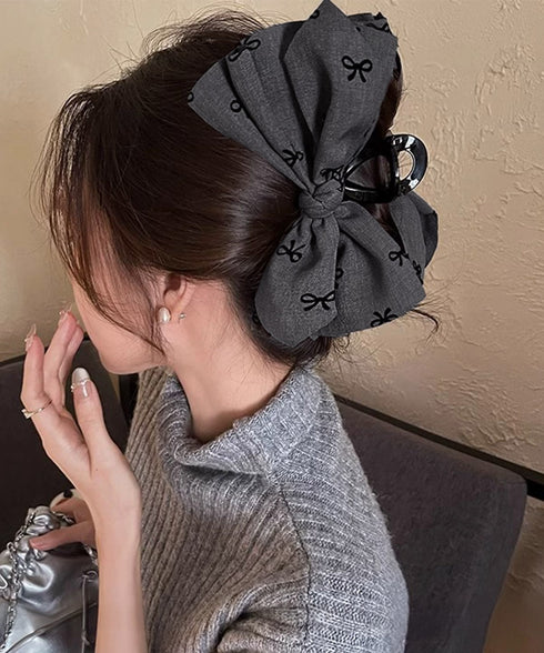 リボンヘアクリップ ビッグリボンバレッタ レディース 大きめ 大人上品クリップ オフィスカジュアル 髪飾り 韓国風 ヘアアクセサリー 結婚式 女子会 簡単まとめ髪 92JC-001