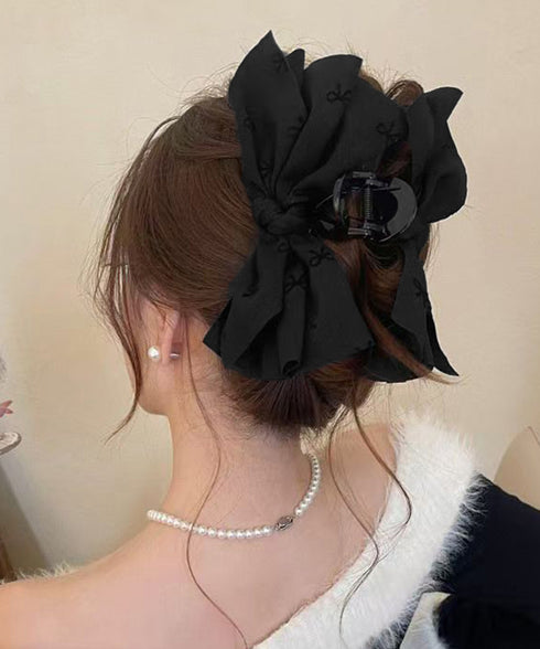 リボンヘアクリップ ビッグリボンバレッタ レディース 大きめ 大人上品クリップ オフィスカジュアル 髪飾り 韓国風 ヘアアクセサリー 結婚式 女子会 簡単まとめ髪 92JC-001