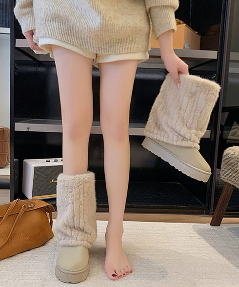 フェイクムートンブーツ 厚底ファーブーツ レディース裏起毛カバーブーツ あったかミドル丈ブーツ 美脚脚長シューズ 歩きやすい防風防寒冬靴 疲れないもこもこブーツ 92JLDZSW-001