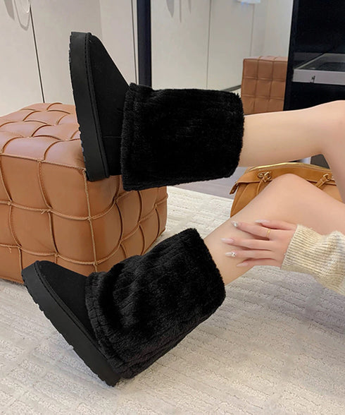 フェイクムートンブーツ 厚底ファーブーツ レディース裏起毛カバーブーツ あったかミドル丈ブーツ 美脚脚長シューズ 歩きやすい防風防寒冬靴 疲れないもこもこブーツ 92JLDZSW-001