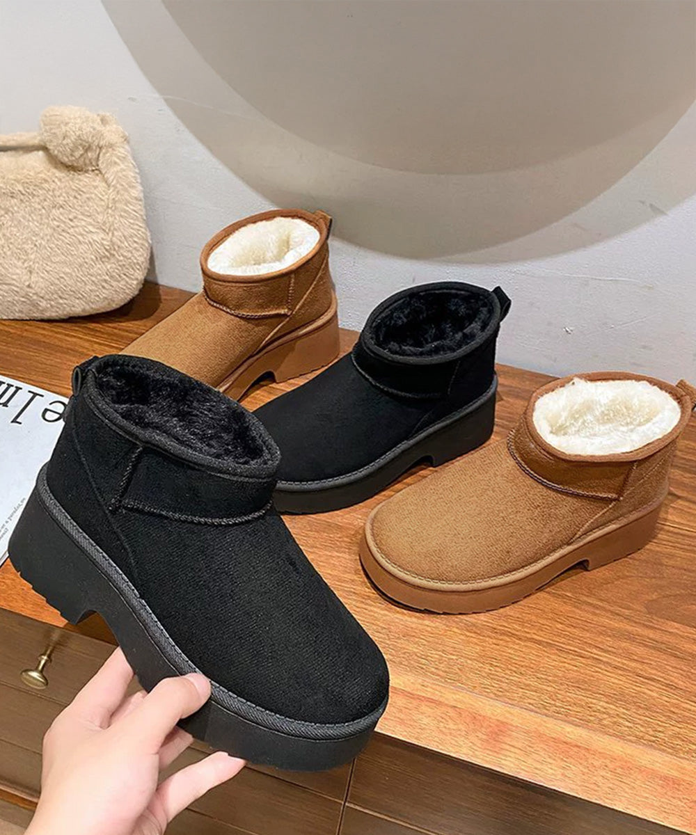厚底ムートンブーツチャンキーヒールブーツ 詳細画像14