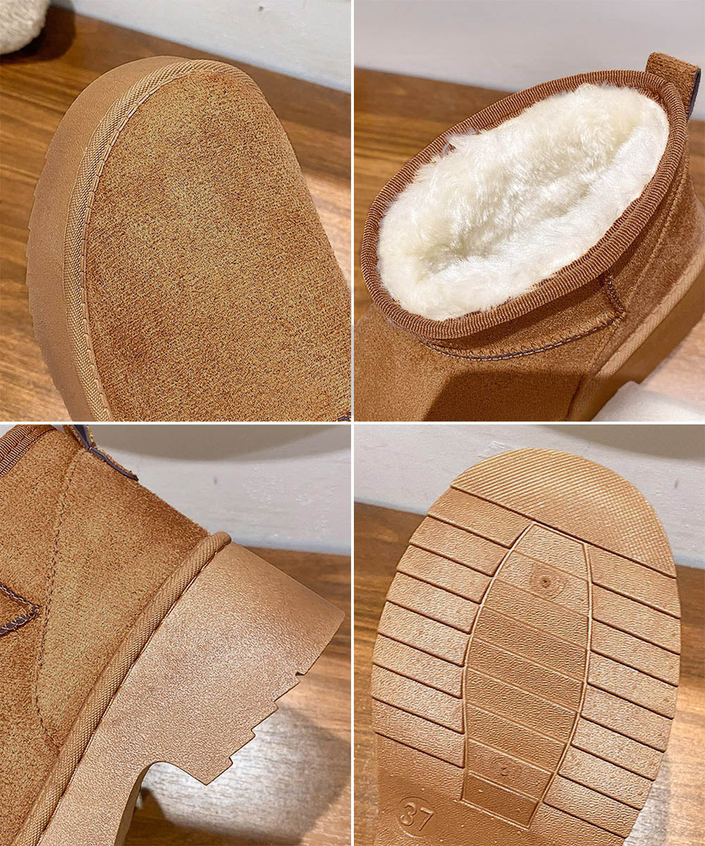 厚底ムートンブーツチャンキーヒールブーツ 詳細画像20