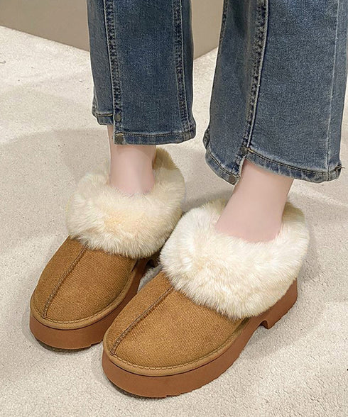 スエード調 ショートムートンブーツ厚底靴 ボリュームファー ショートブーツ もこもこムートンシューズ 暖かい冬ブーツ カジュアル 美脚ボアシューズ あったか防寒靴 92JLDZSW-004