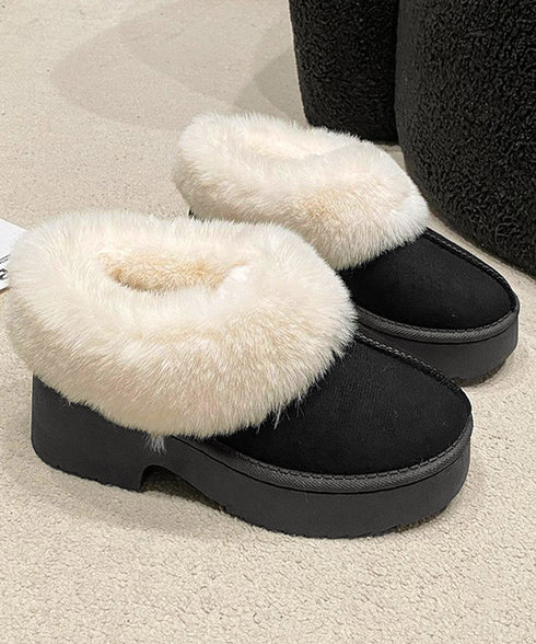 スエード調 ショートムートンブーツ厚底靴 ボリュームファー ショートブーツ もこもこムートンシューズ 暖かい冬ブーツ カジュアル 美脚ボアシューズ あったか防寒靴 92JLDZSW-004