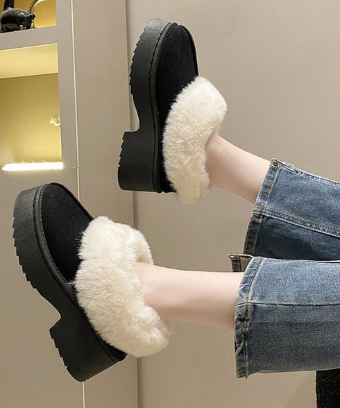 スエード調 ショートムートンブーツ厚底靴 ボリュームファー ショートブーツ もこもこムートンシューズ 暖かい冬ブーツ カジュアル 美脚ボアシューズ あったか防寒靴 92JLDZSW-004