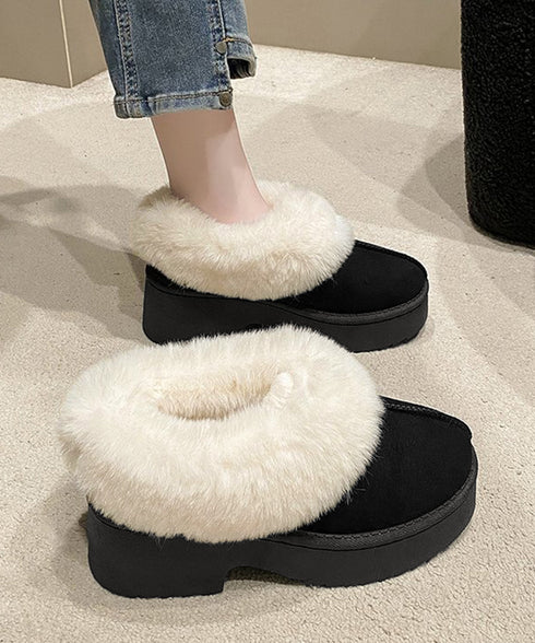 スエード調 ショートムートンブーツ厚底靴 ボリュームファー ショートブーツ もこもこムートンシューズ 暖かい冬ブーツ カジュアル 美脚ボアシューズ あったか防寒靴 92JLDZSW-004