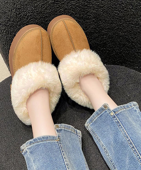 スエード調 ショートムートンブーツ厚底靴 ボリュームファー ショートブーツ もこもこムートンシューズ 暖かい冬ブーツ カジュアル 美脚ボアシューズ あったか防寒靴 92JLDZSW-004