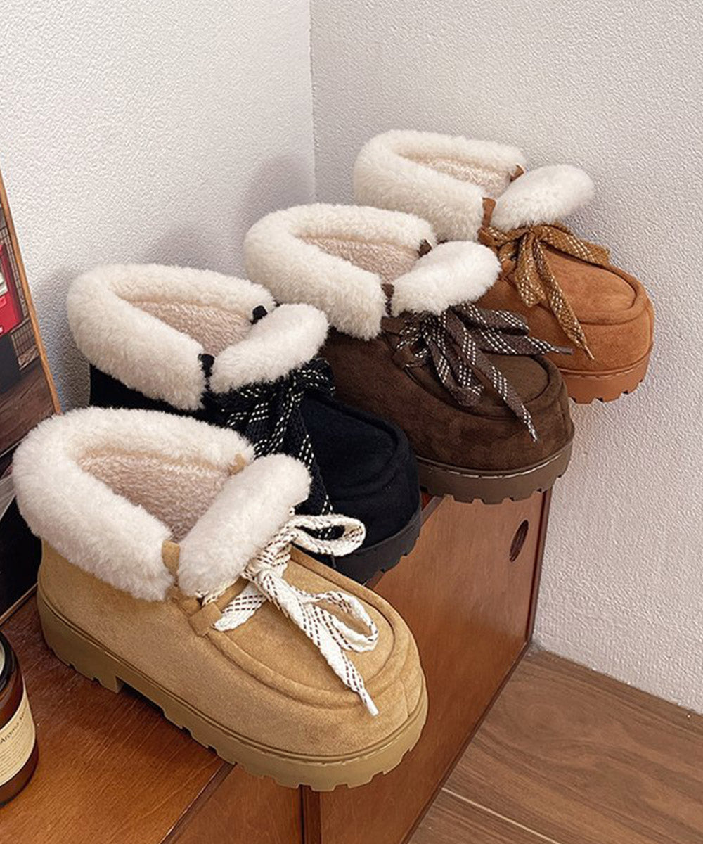 厚底ムートンブーツもこもこショートブーツ