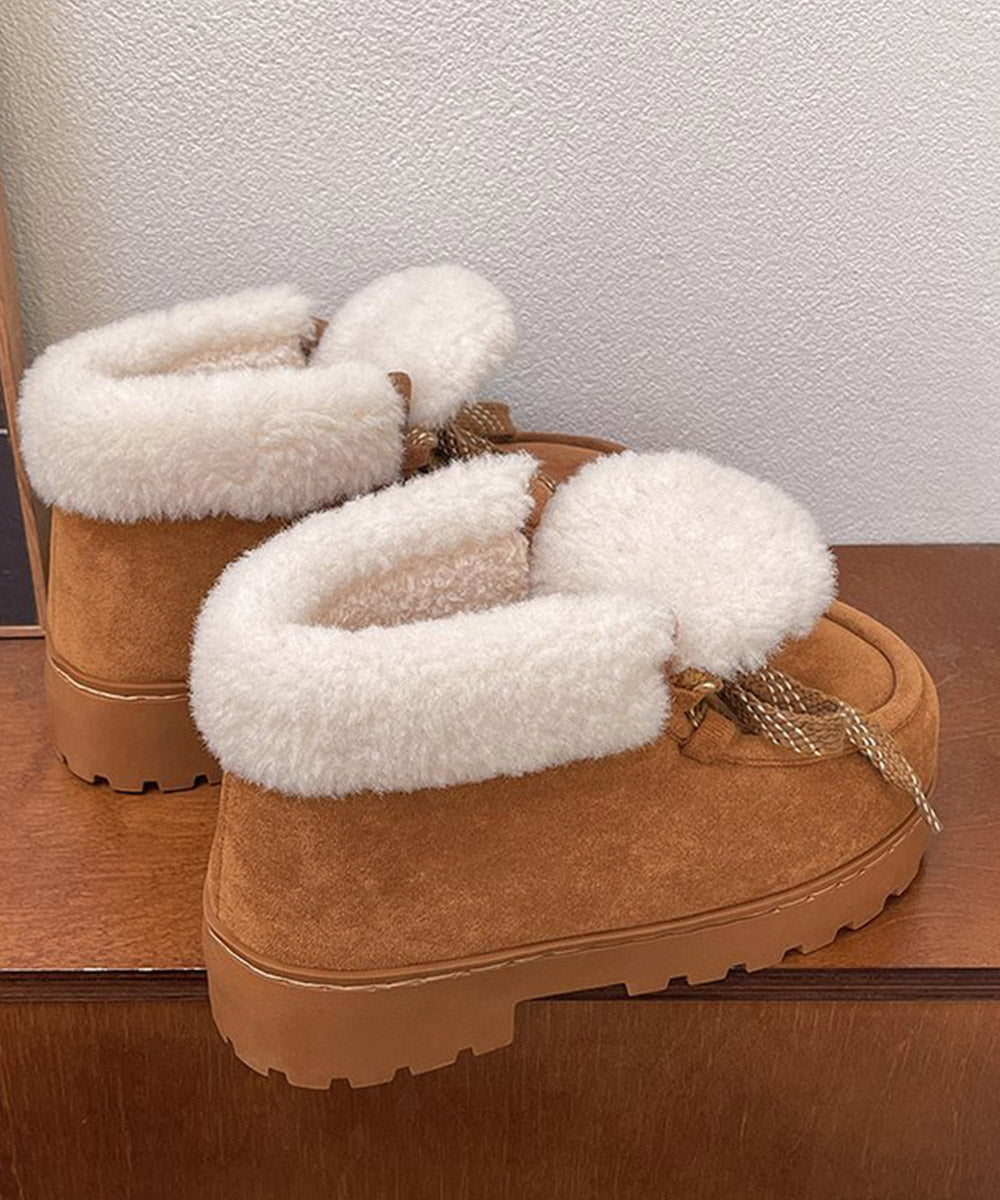 厚底ムートンブーツもこもこショートブーツ