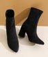 ショートブーツ スエードストレッチブーツ ポインテッドトゥ ブーティー美脚脚長 チャンキーヒール ミドルブーツ秋冬 レディース 太ヒール靴 歩きやすいブーツ高級感 92JLDZSW-006