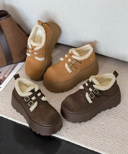 ダブルベルトボアムートンシューズ 厚底靴 あったかボアシューズレディース 歩きやすいアンクルブーツ軽量 大人可愛い暖かい裏起毛モカシン きれいめ冬靴防寒 美脚脚長 92JLDZSW-007