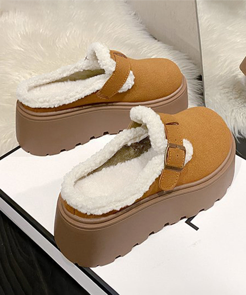 ボア厚底モカシンレディースサボサンダル冬