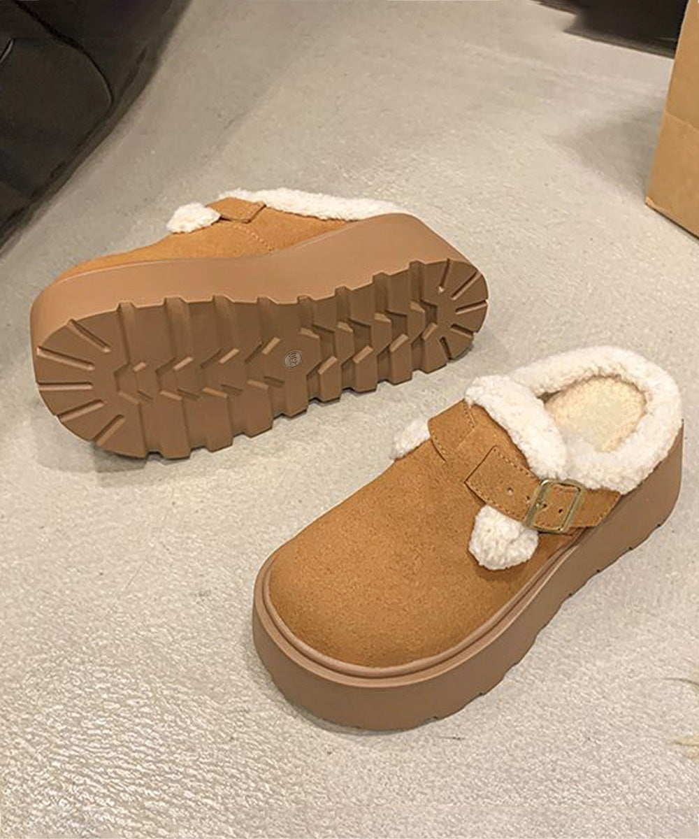 ボア厚底モカシンレディースサボサンダル冬