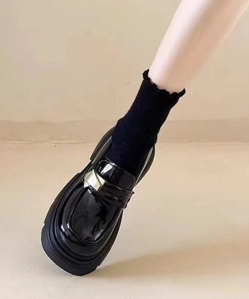 厚底ローファー チャンキーヒールシューズ レディース ボリュームソール靴スクール風パンプス トラックソール レザー調太ヒールマニッシュシューズ 通勤通学歩きやすい 92JLDZSW-016